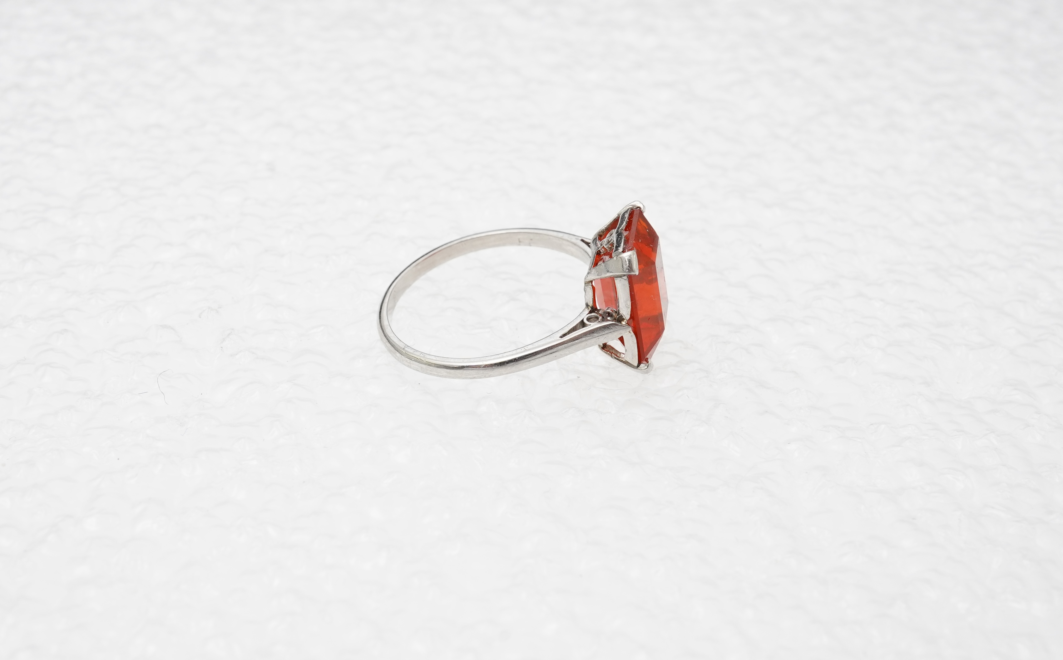 A fire opal ring